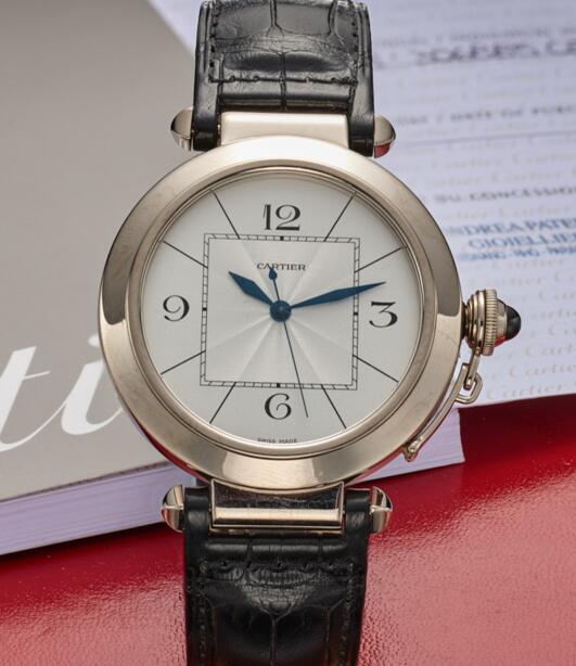 The Arabic numerals hour markers are striking on the silver dial.